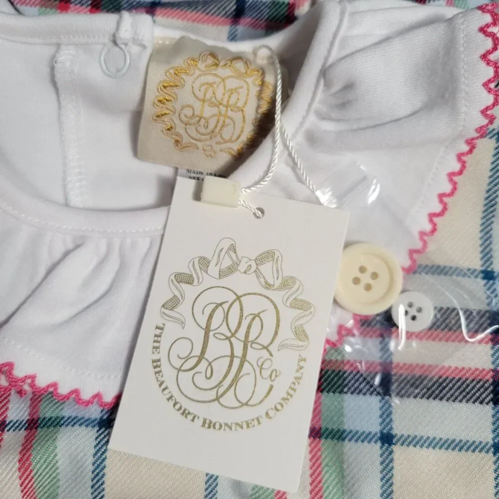 The Beaufort Bonnet Co NWT Classic Plaid Brooksy Bubble Romper Set Girls 18-24M